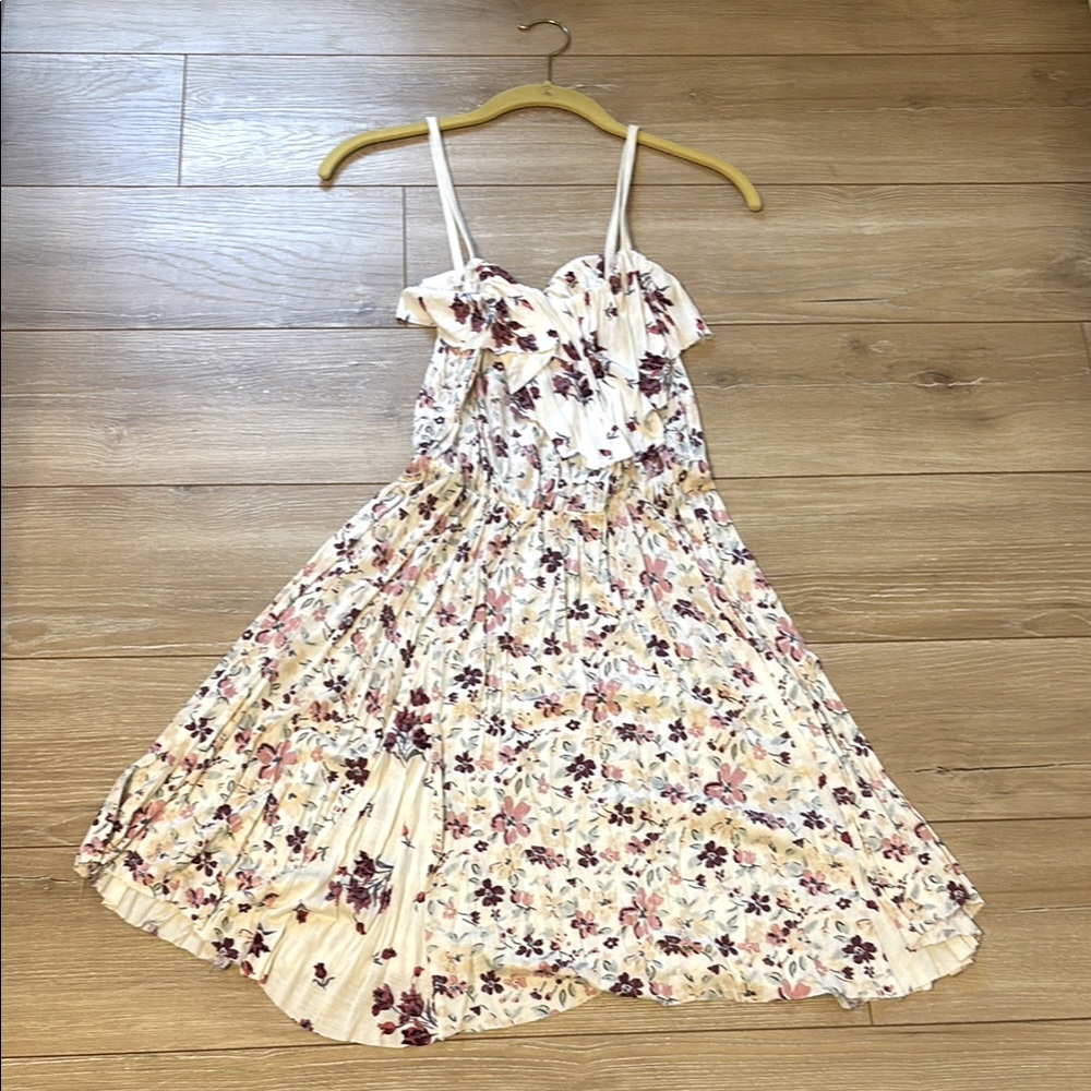 Floral Kimchi Blue Medium Bohemian Dress Cream and Purple